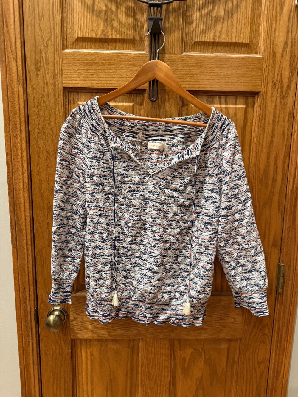 Tory Burch Peasant Blouse, SX 12, Floral Embroidery, Smocking.